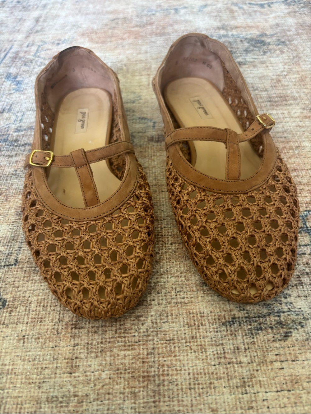Paul Green Woven T-Strap Flats in Tan - Picture 12 of 16